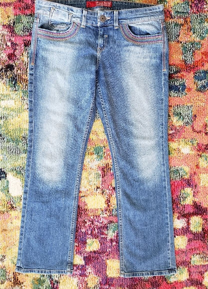 Guess Rainbow stitch medium wash jeans